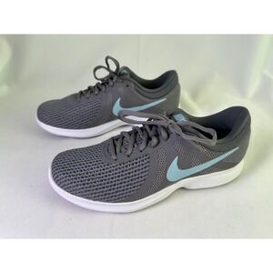 Nike Revolution 4 Gunsmoke Grey Ocean Bliss Running Shoes Women's Size 8.5